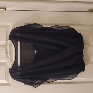 Black Sleeveless Tunic, sheer with built in Tank, Express, Small